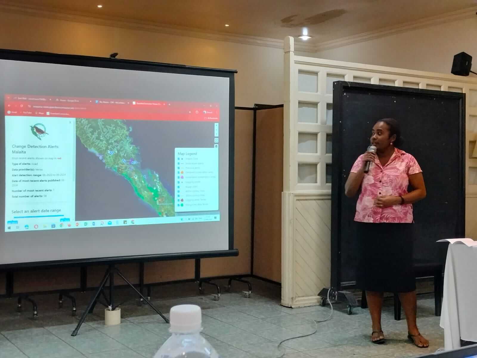 Presentation of alerts dashboard for the Solomons ministry of the environment workspace